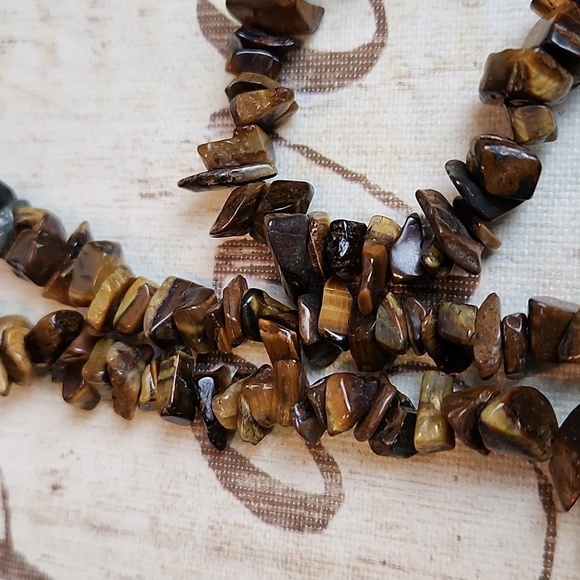 Tiger Eye Chip Long Necklace - Picture 3 of 5